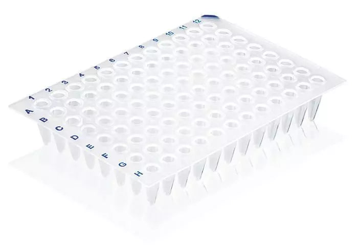 PCR-Platte 96-well, PP, ohne Rahmen, Standard, well-Rand erhöht, 0.2 ml, transparent, BIO-CERT PCR QUALITY, pk/50
