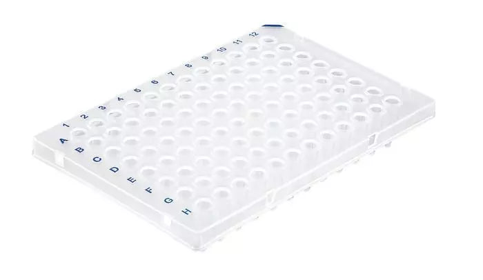 PCR-Platte, 96-well, halber Rahmen, Standard, 0.2 ml, transparent, nicht erhöht, PP, BIO-CERT PCR QUALITY, pk/50